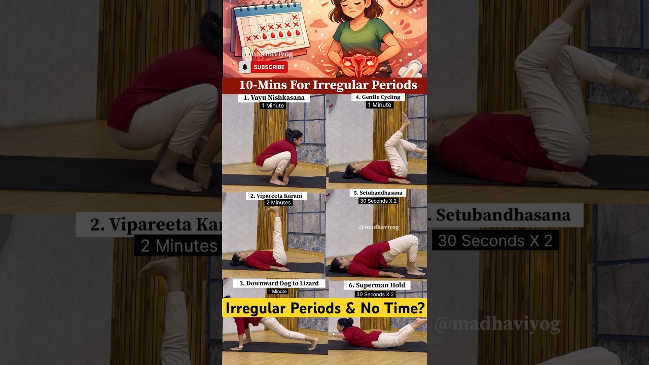 📌 10 Minute Yoga Routine For Irregular Periods, PCOS, PCOD & Hormonal Imbalance #irregularperiods
