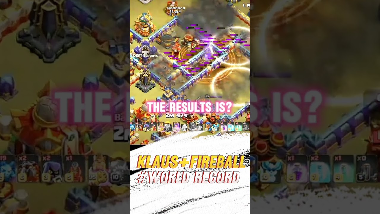 Max Fire Ball + Klaus Dangerous Record #clashofclans #cocclasher #cocesports #coc #coclive