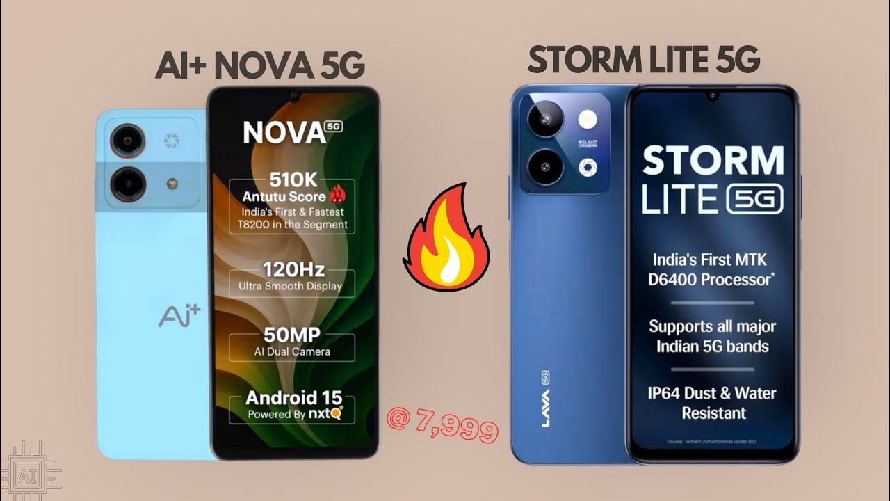 Ai+ Nova 5G vs Lava Storm Lite 5G 🔥 Best Budget 5G Phone Under ₹8,000? Full Comparison!