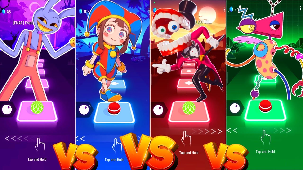 [Amazing Digital Circus] - Jax VS Pomni VS Caine VS Zooble - Tiles Hop EDM Rush