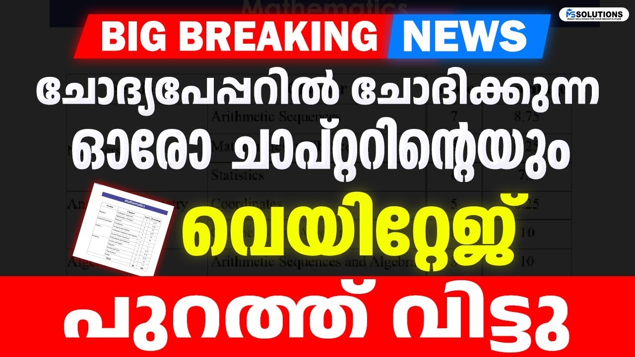 ചോദ്യപേപ്പറിൽ ചോദിക്കുന്ന ഓരോ ചാപ്റ്ററിന്റെയും വെയിറ്റേജ് പുറത്ത് വിട്ടു | MS SOLUTIONS