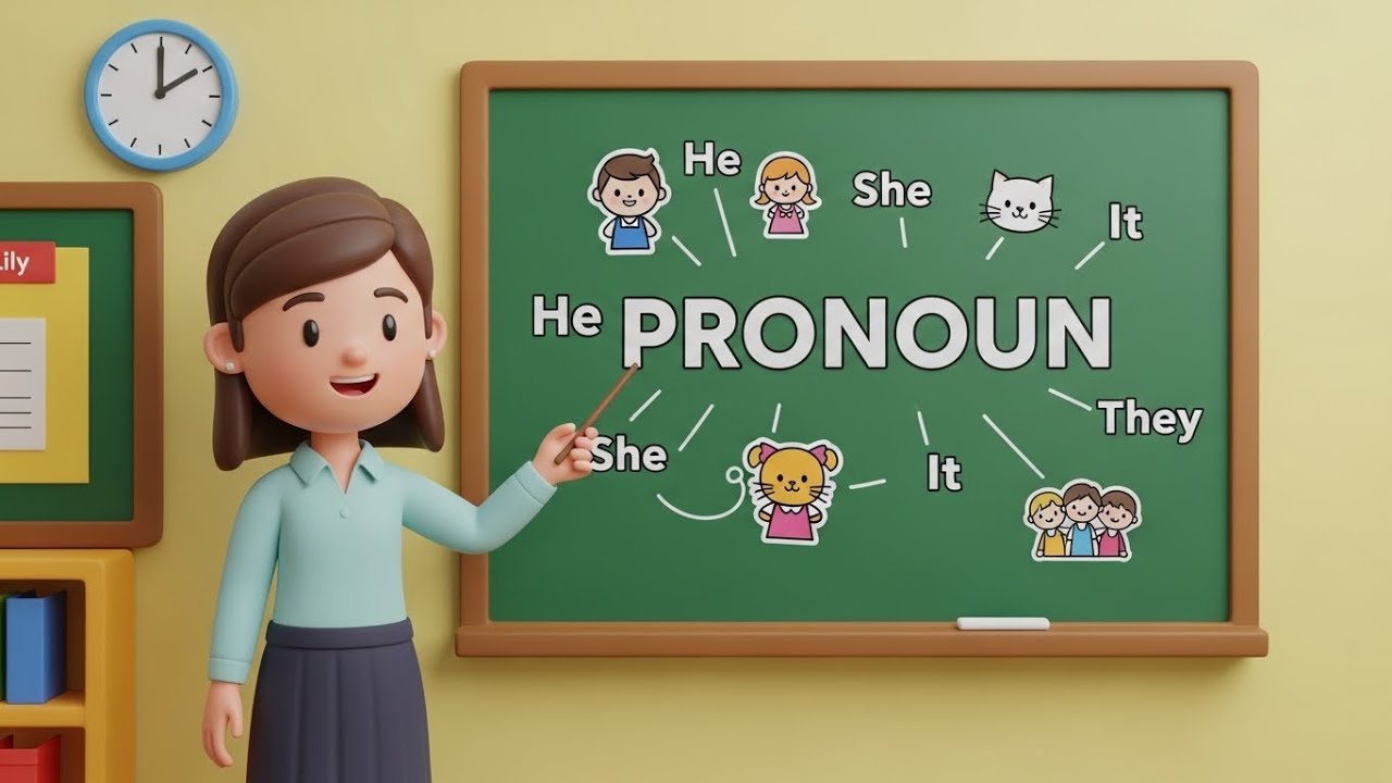 Pronoun for Kids | English Grammar Lesson | Types of Pronouns with Cartoon Example