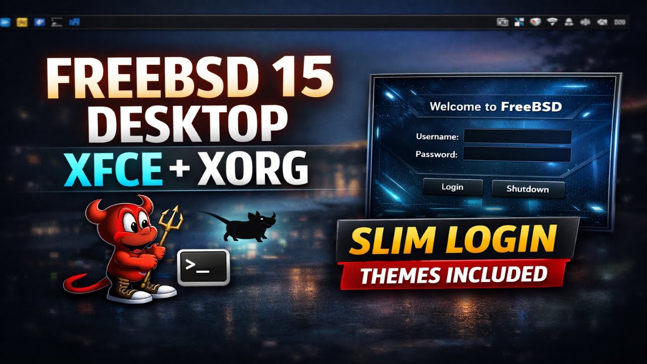 Как установить среду рабочего стола FreeBSD 15 &mdash; Установка Xorg, Xfce, Slim и тем Slim