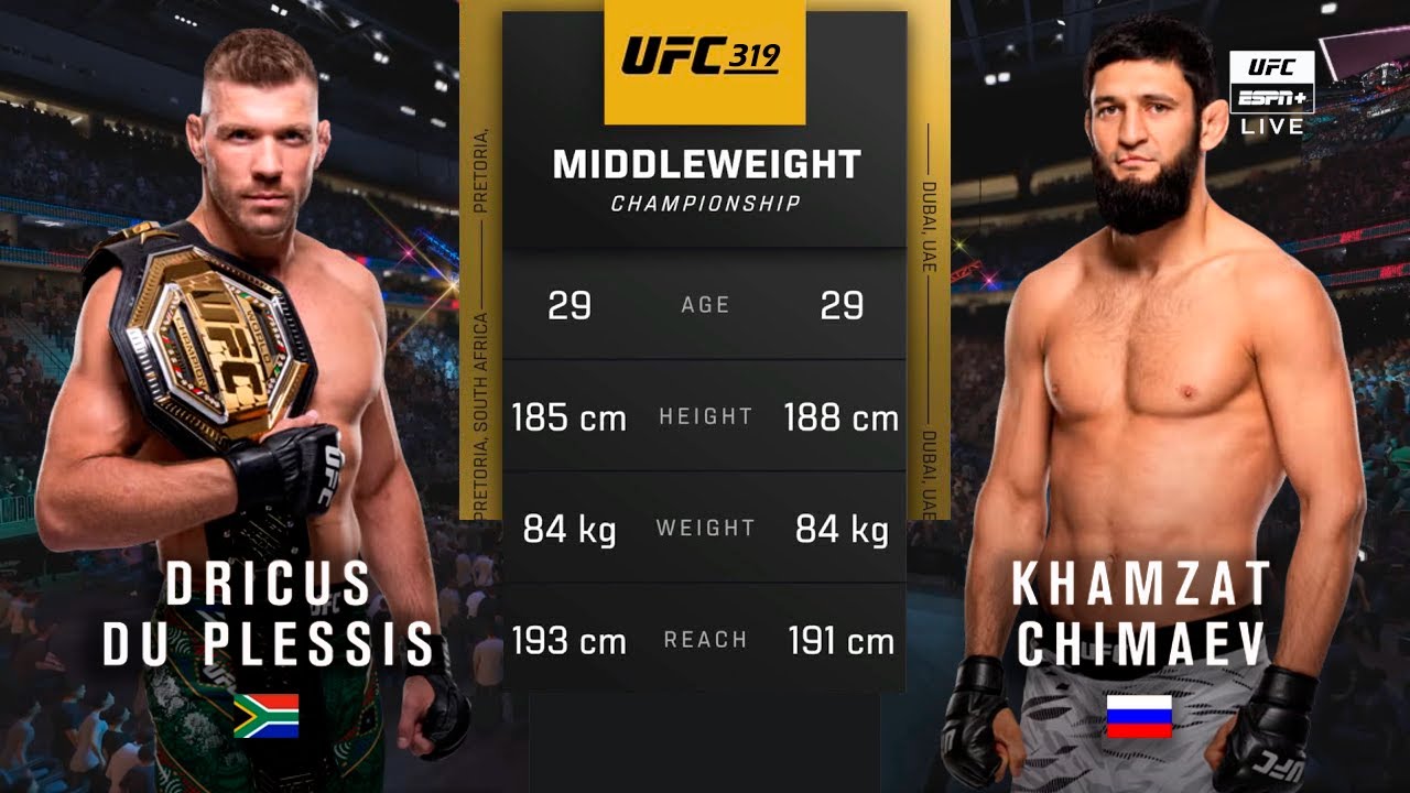 🔴 UFC 319: Дрикус Дю Плесси vs Хамзата Чимаева | Полный бой и лучшие моменты | Средний вес