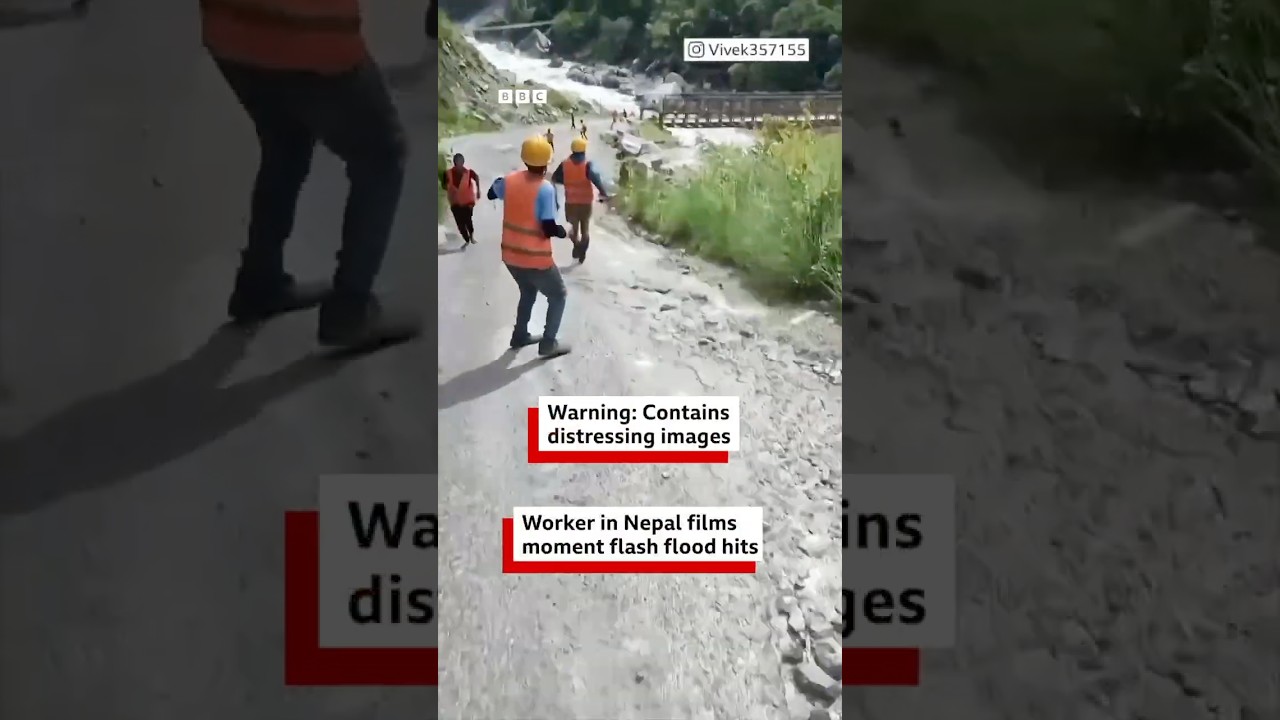 Worker in Nepal films moment flash floods hit | BBC News India
