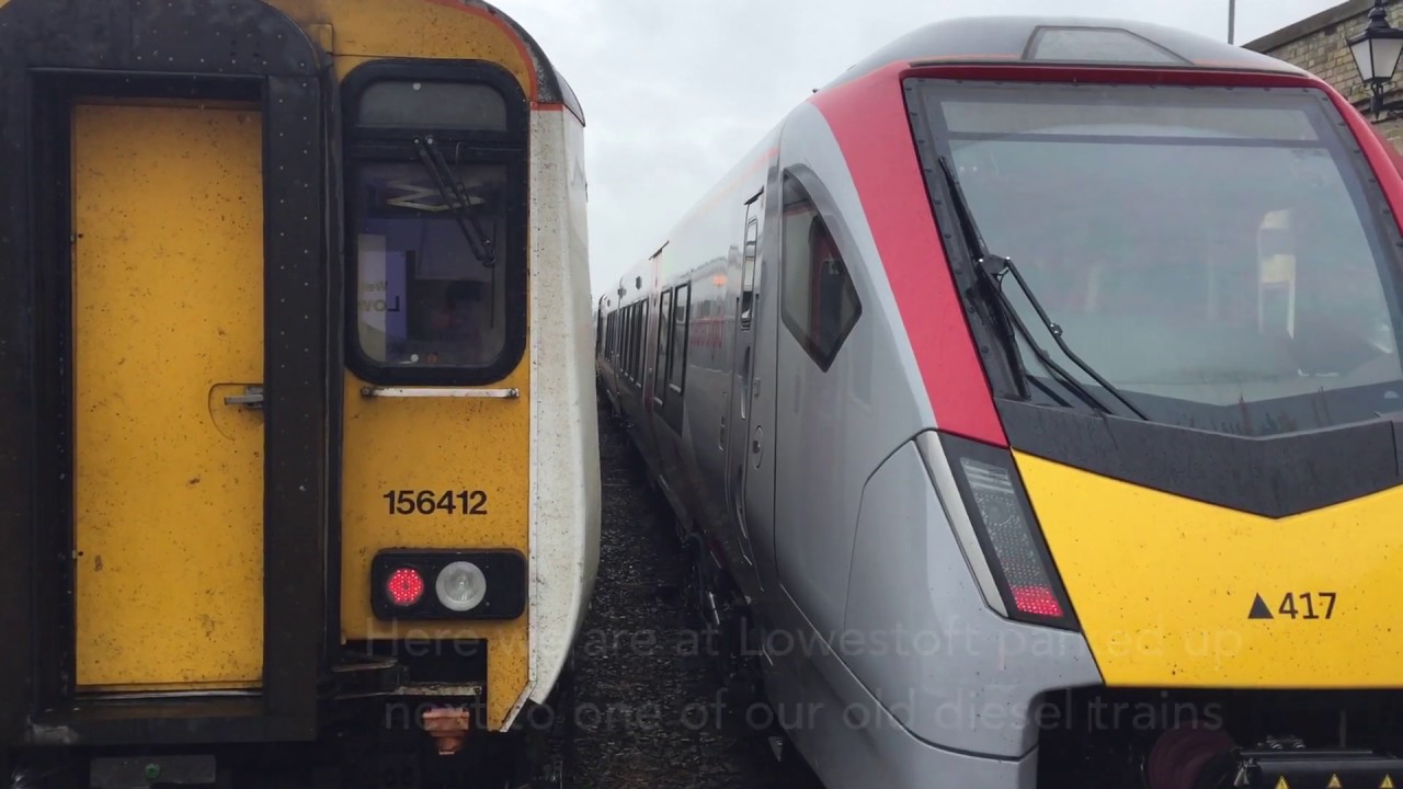 One of the brand new Greater Anglia trains (apologies for sound quality in places)