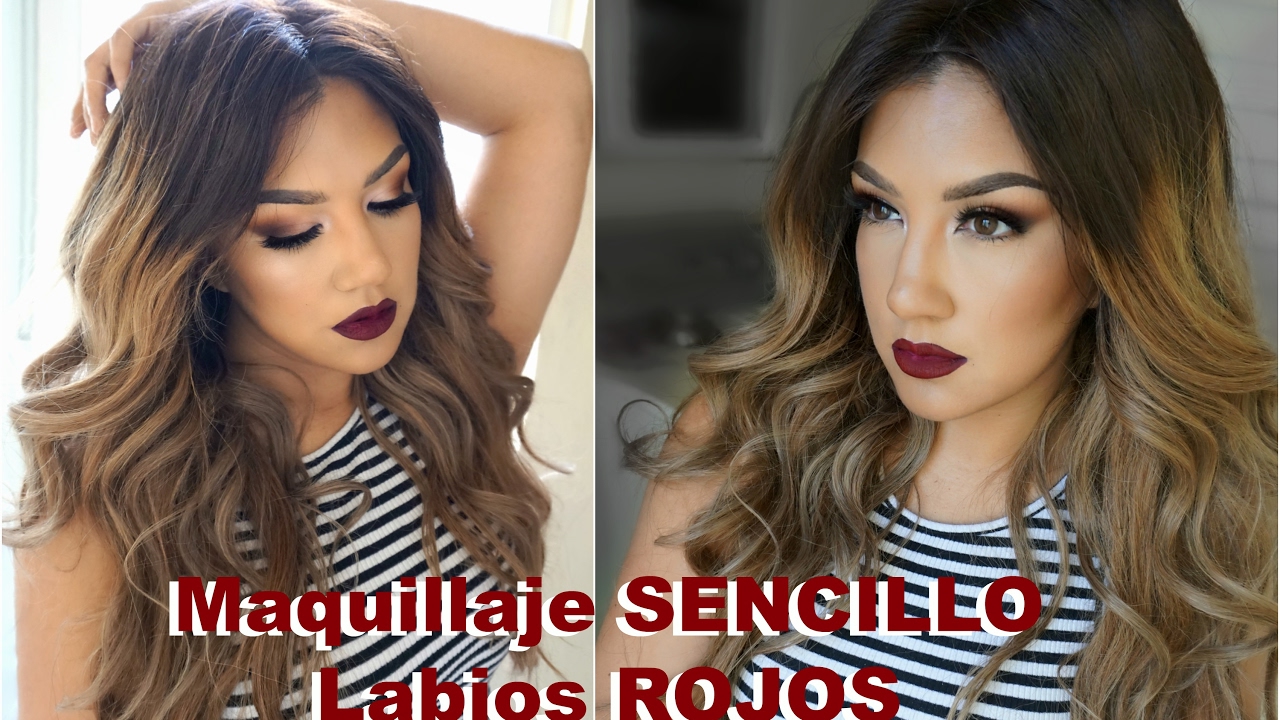 Maquillaje SENCILLO labios ROJOS/ Easy Smokey eye Red Lips Makeup tutorial| auroramakeup