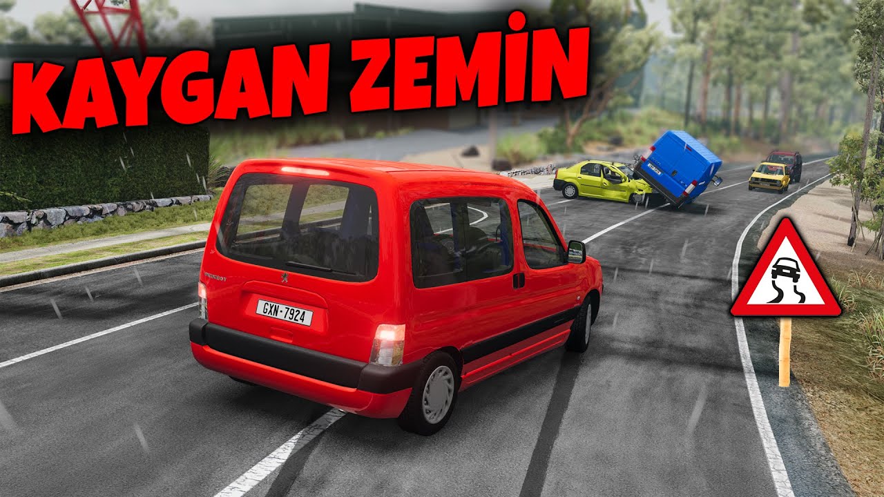 YAĞMURLU HAVADA KAZA YAPTIM Peugeot Partner PERT OLDU // SOHBET TADINDA // BeamNG.drive