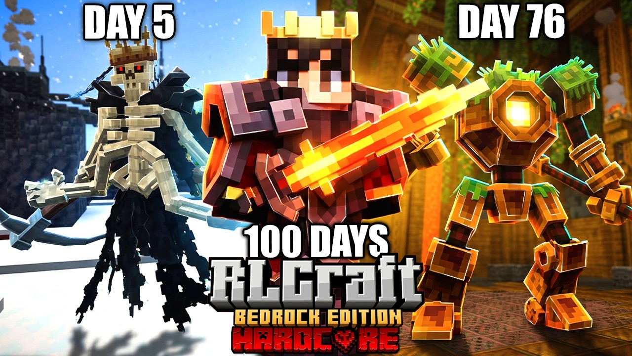 I Beat Every Boss in RLCraft Bedrock 1.2 Hardcore in 100 Days!