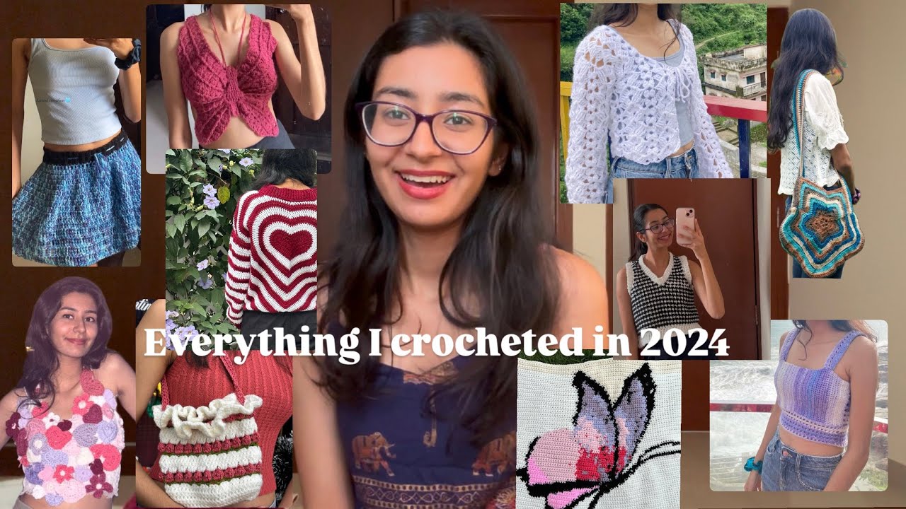 Everything I Crocheted in 2024! (As a Beginner) 𖤐 ✿  ·͜·♡