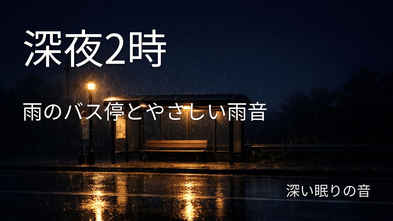 【深夜2時_雨のバス停とやさしい雨音_深い眠り_睡眠用・作業用・勉強用】深い眠りの音_Deep Sleep Sounds 34 #睡眠 #睡眠改善 #relaxing