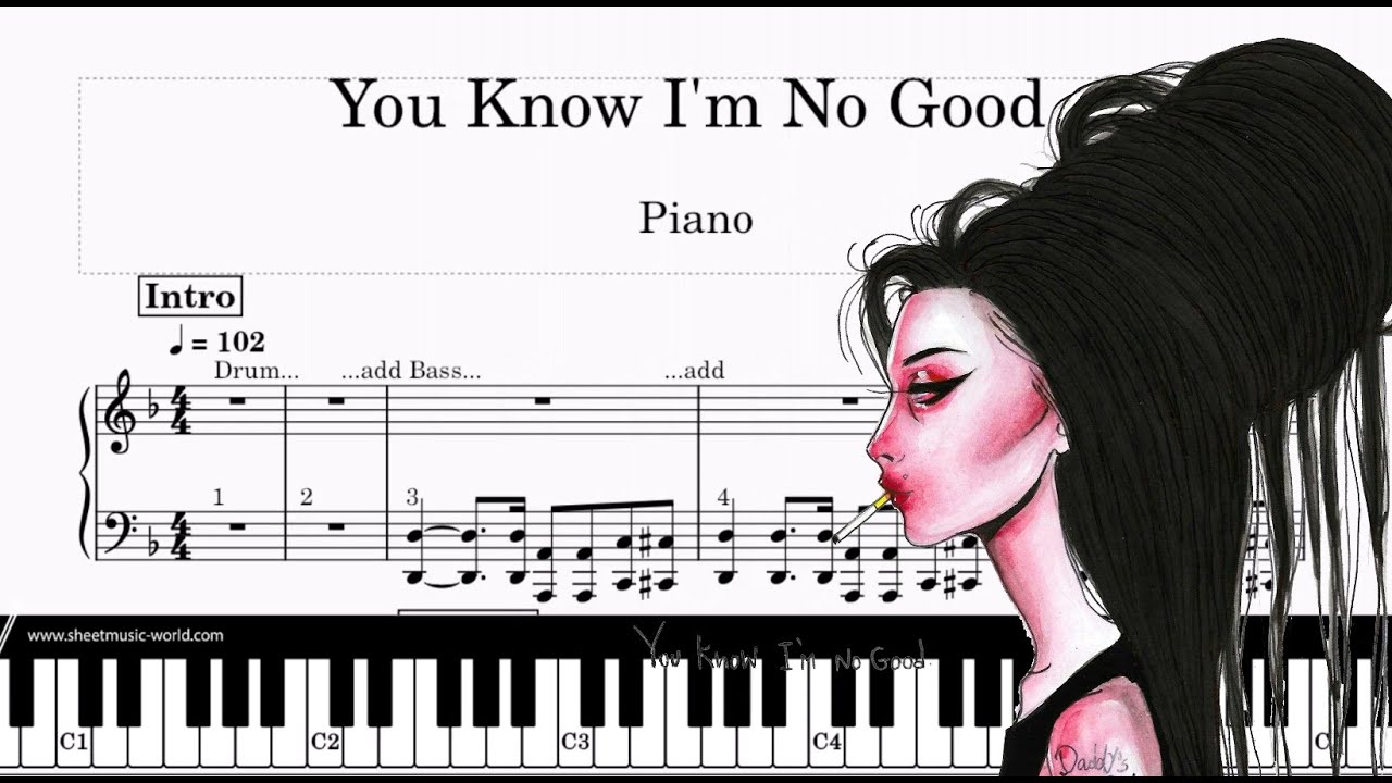 You Know I'm No Good - Amy Winehouse - Piano (Tutorial Piano, Sheets Score)
