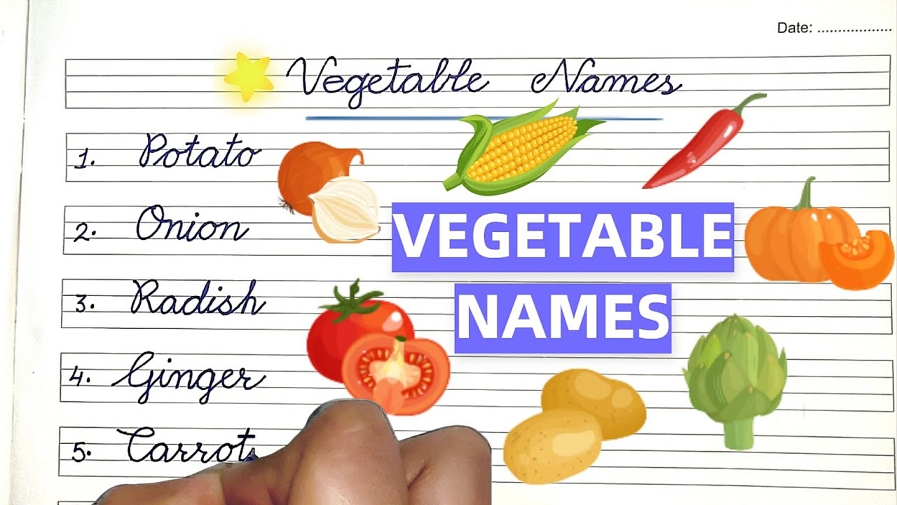 Vegetables Name In Cursive Handwriting | Cursive Writing For Beginners