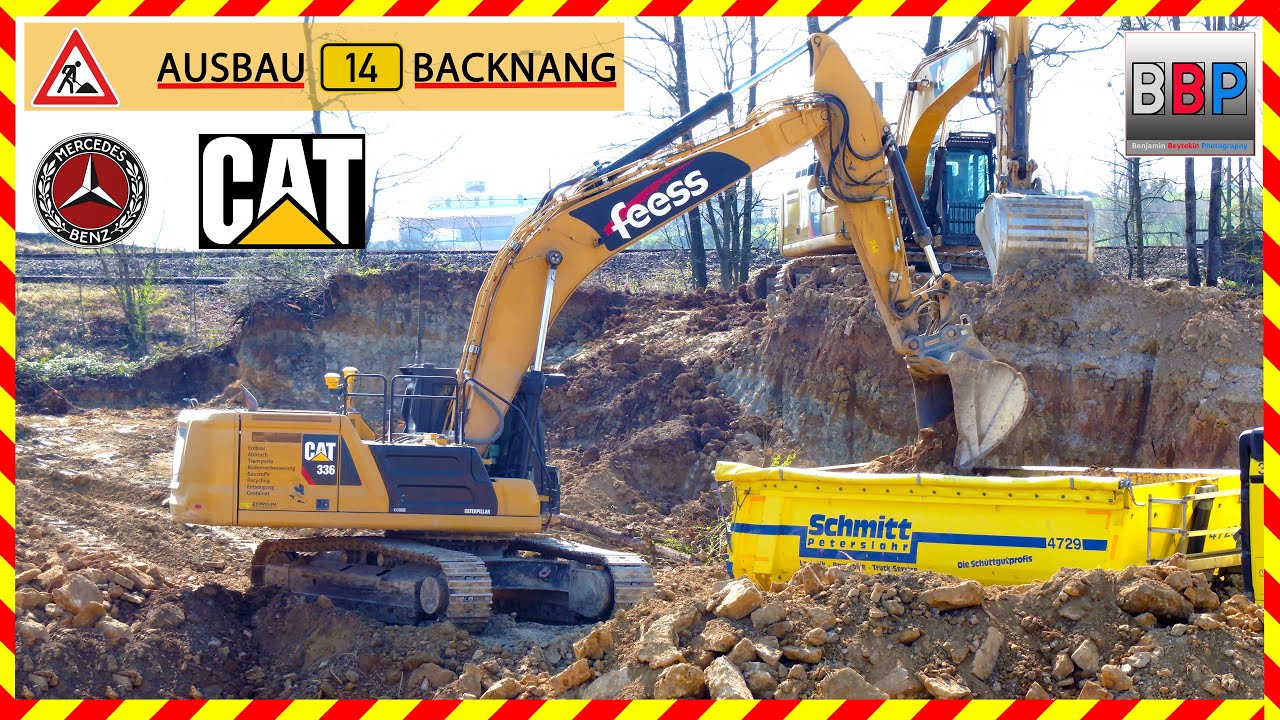 CAT 336 & Mercedes Sattelkipper, B14 Backnang, 2025.  Teil 5 #caterpillar336