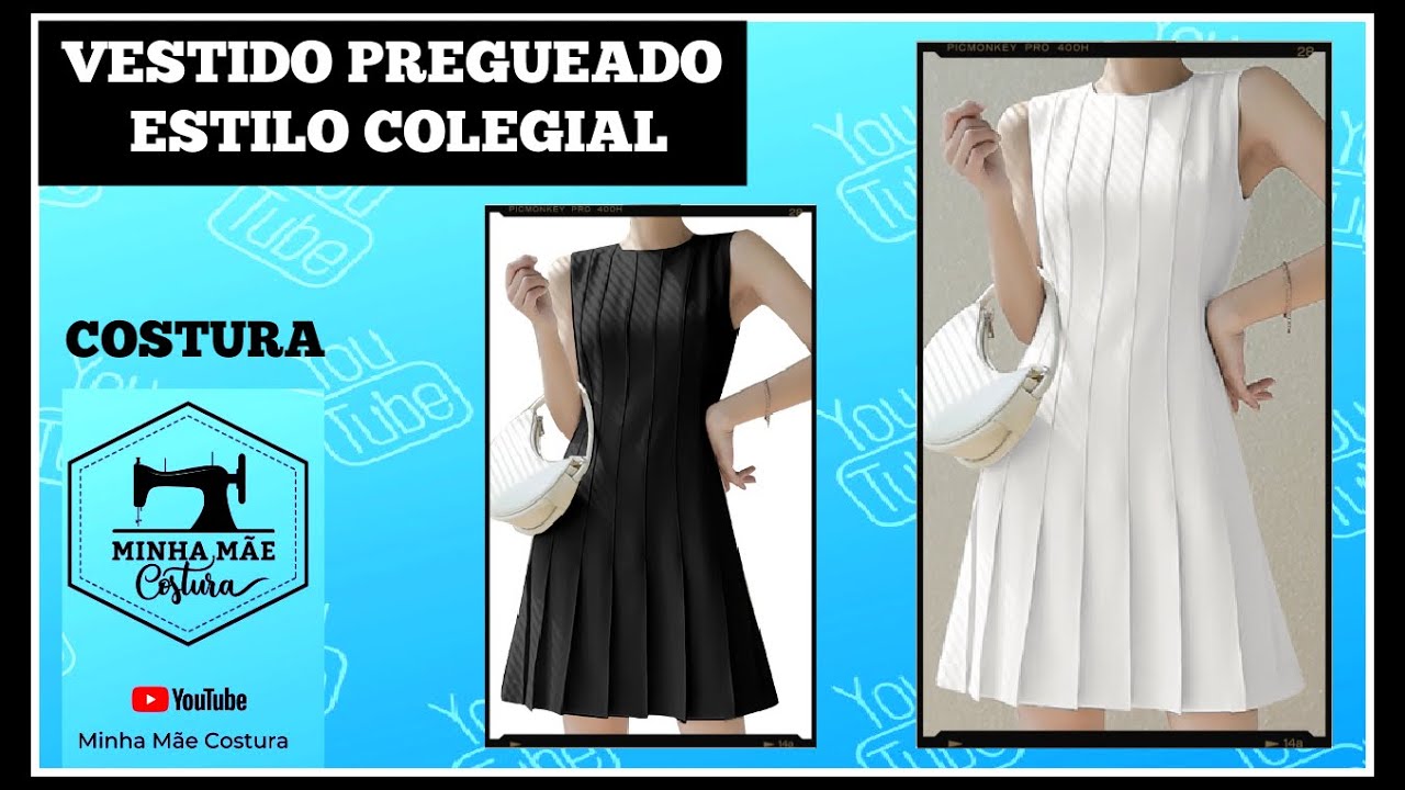VESTIDO PREGUEADO ESTILO COLEGIAL - PASSO A PASSO DA COSTURA