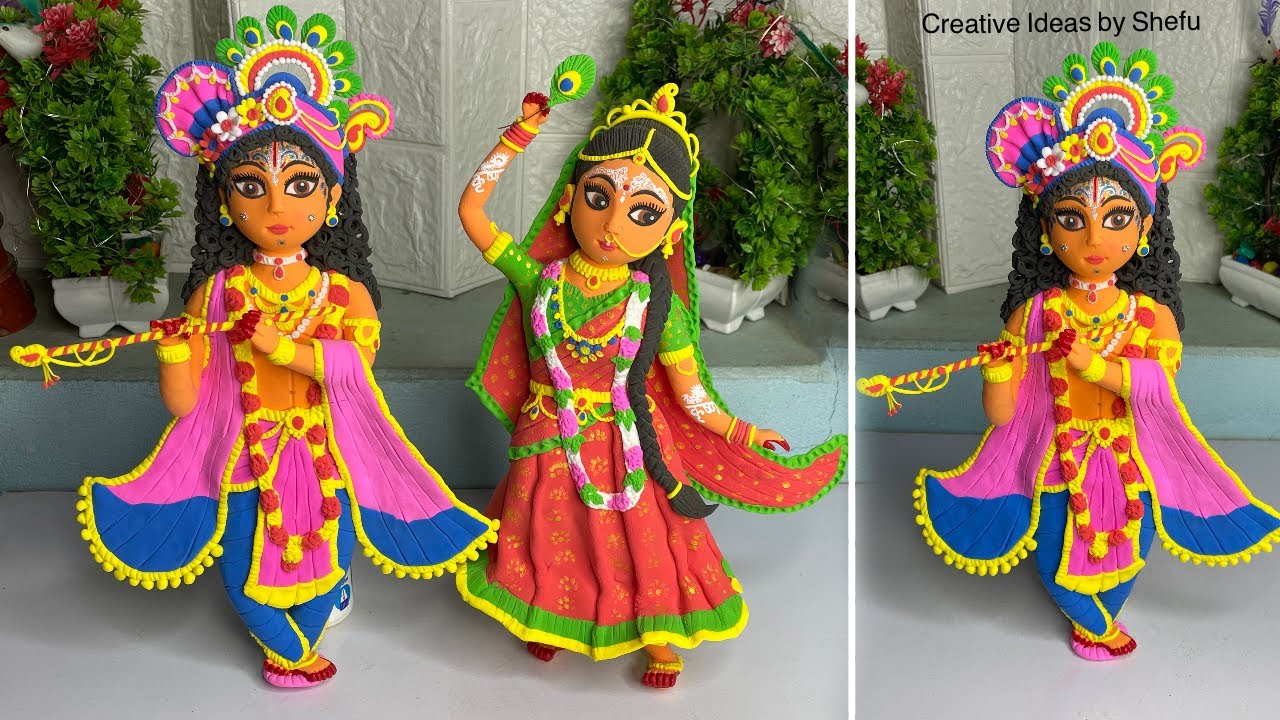 DIY how to make Shri Krishna idol with clay || handmade clay krishna murti making