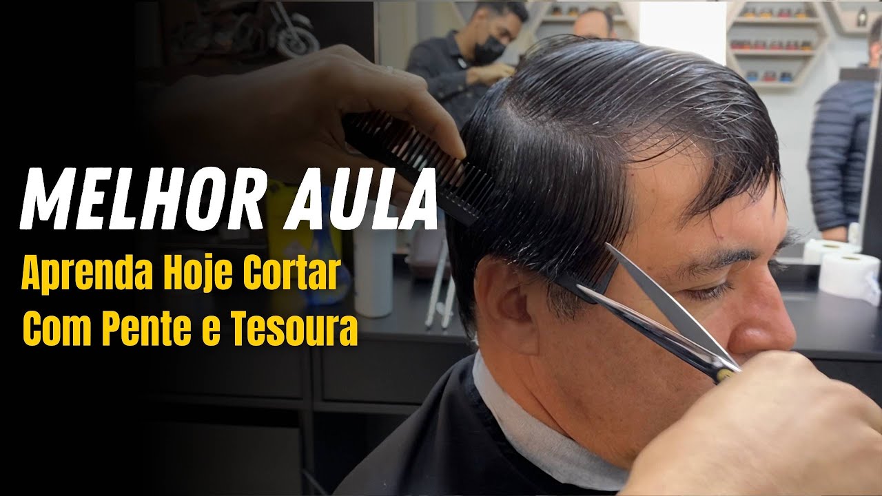 PENTE CORRIDO ✂ AULA MAIS EXPLICATIVA 💈 CORTE MASCULINO NA TESOURA / Com Farley Santiago
