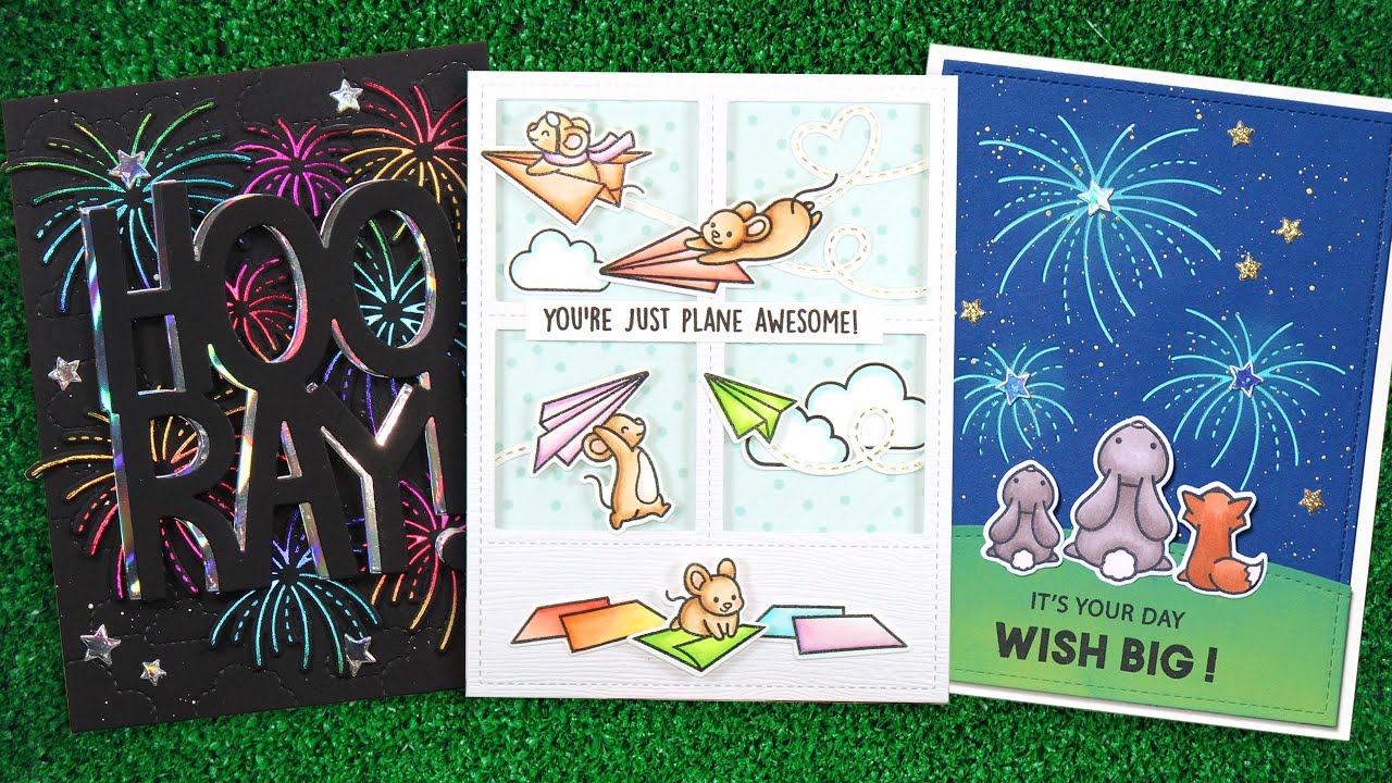 Intro to Stitched Trails Hot Foil Plates & Fireworks Hot Foil Plates + 3 cards from start to finish