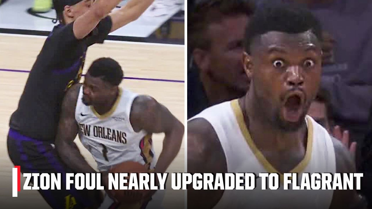 Zion Williamson BAFFLED by potential flagrant call after contact to Jaxson Hayes | NBA on ESPN