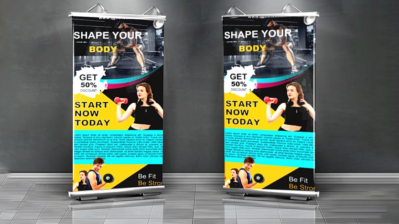 How to Design Corporate Roll Up Banner- Photoshop Tutorial | Professional Roll Up Banner Design