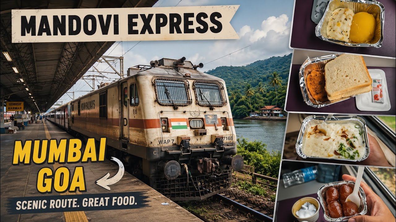 Mumbai to Madgaon || 🍔🍗 Food Queen Mandovi Express || Monsoon Konkan Railway || Indian Railways