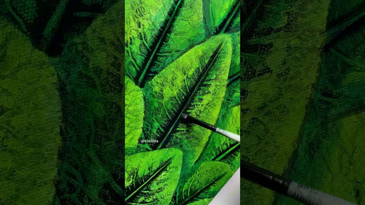 Tropical plants painting / Green leaves painting / Botanical/ Leaf painting