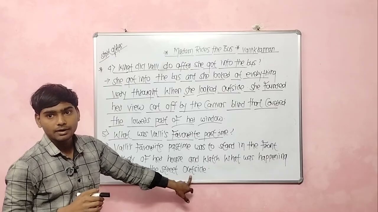 Madam rides the bus short type question answer.  Most important previous year question 