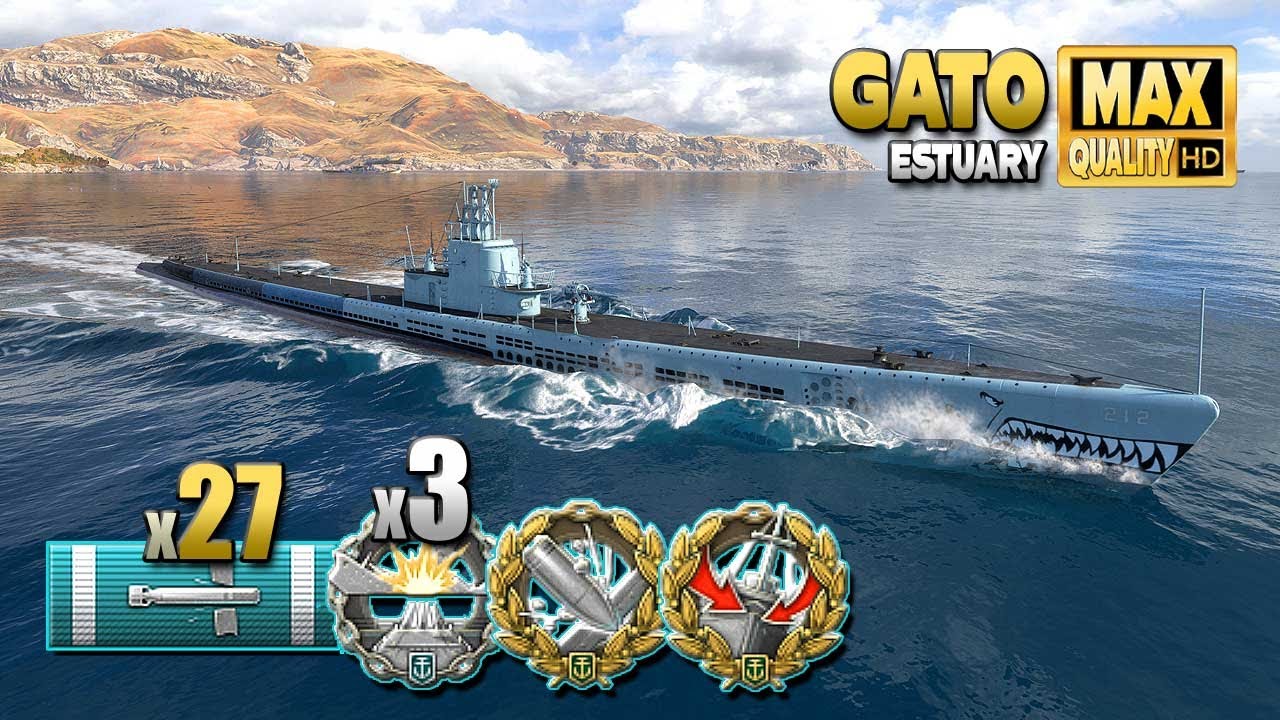 подводная лодка Gato: Огромная игра с базовым опытом 4700 - World of Warships