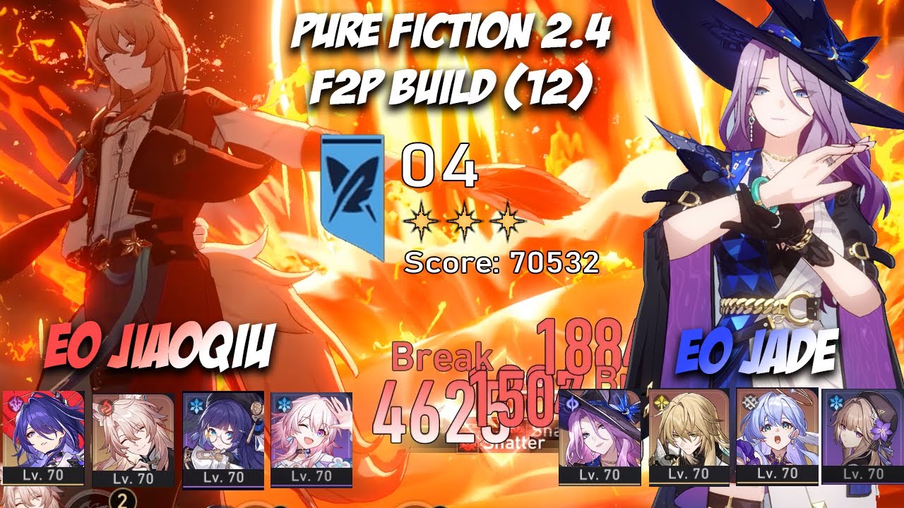 New 2.4 Pure Fiction - F2P E0 Jiaoqiu ft. E0 Acheron & E0 Jade Pure Fiction 4 | Honkai Star Rail
