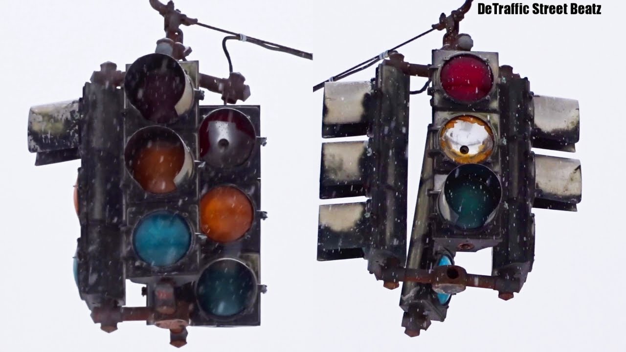 Old Marbelite Traffic Lights in Snow | Cody High School