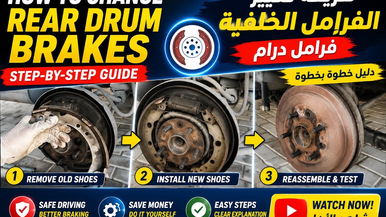 فرامل السيارة طريقة تغيير الفرامل الخلفية وتنظيفها