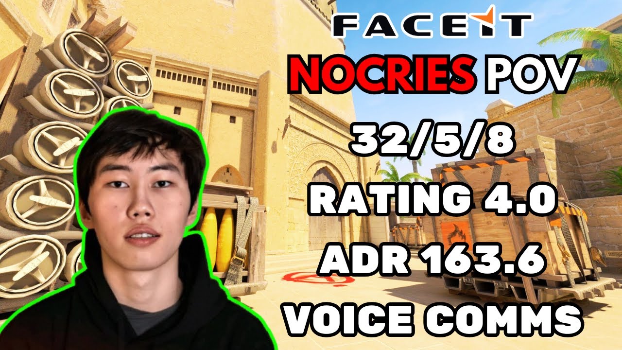 nocries POV + VOICE COMMS (32/5/8) ADR 163.6 РЕЙТИНГ 4.0 CS2 FACEIT NA - 24 декабря 2025 г.