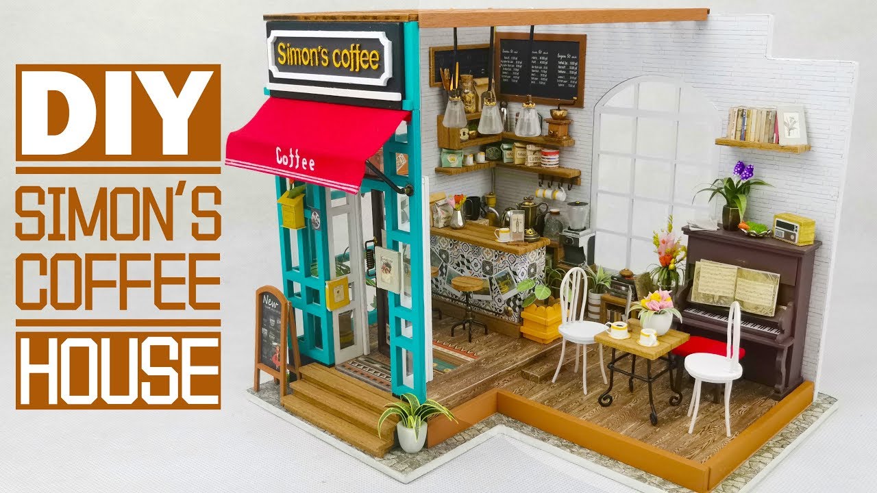 DIY Miniature Modern Simon's coffee house 【老徐模型】亲自用一周打造送小姐姐的礼物，若态西蒙的时光咖啡店