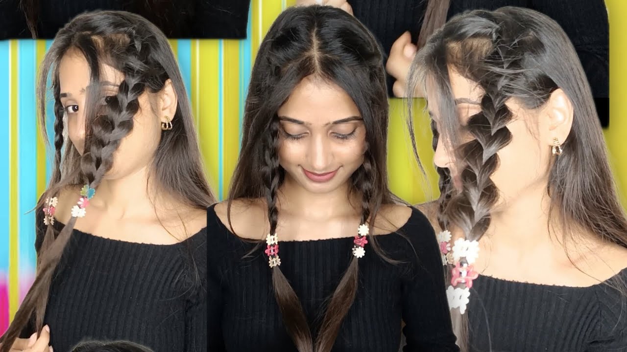 Cute and beautiful small clip braided hairstyle 🔥 #hairtutorial #hairstylingvideos #hairhacks