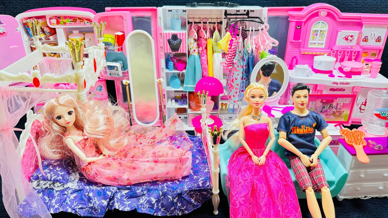 10 Minutes Satisfying with Unboxing Barbie Princess Bedroom & Kitchen Playset ASMR | Review Toys