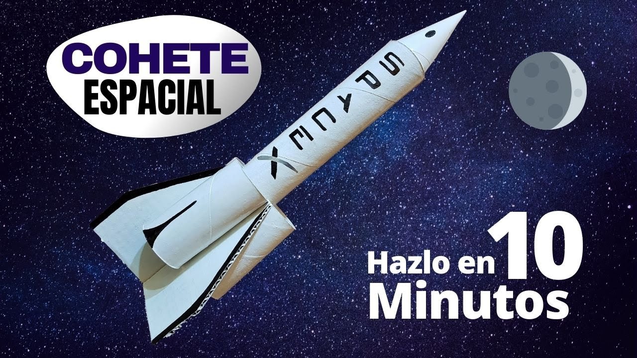 COHETE SPACEX DE CARTON DE ROLLO DE PAPEL HIGIENICO Y TOALLA DE COCINA - HACELO EN 10 MINUTOS FACIL