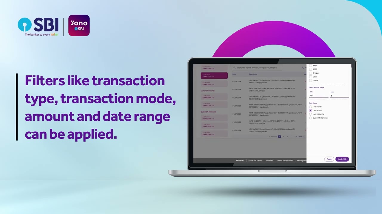 How to view or download deposit/loan accounts statement in YONO Net-Banking?