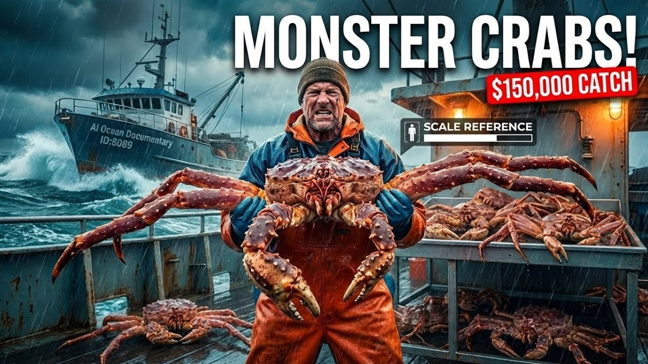 CATCHING 30KG MONSTER KING CRABS in Extreme Bering Sea Storm!,  AI Ocean Documentary