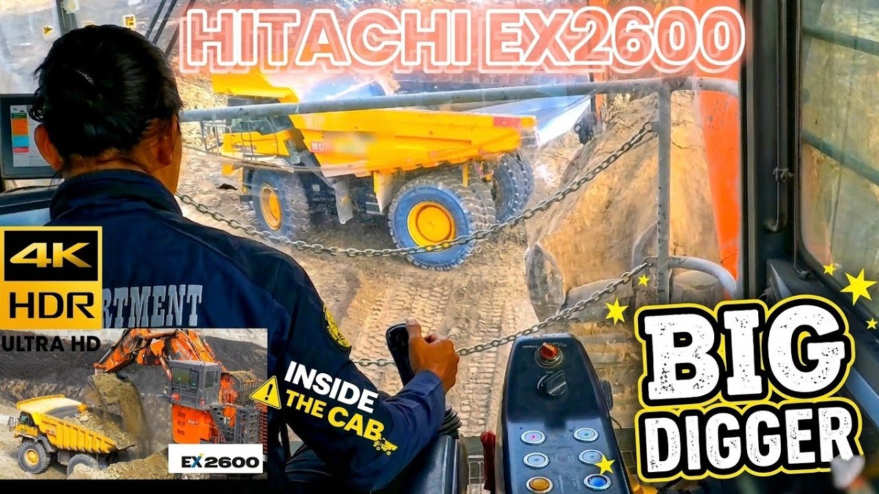 Эпические кадры действий экскаватора Hitachi Ex2600 с экшн-камерой❗