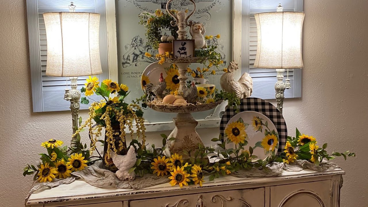 Sunflowers and Farm Charm II Two Tiered Tray Vignettes