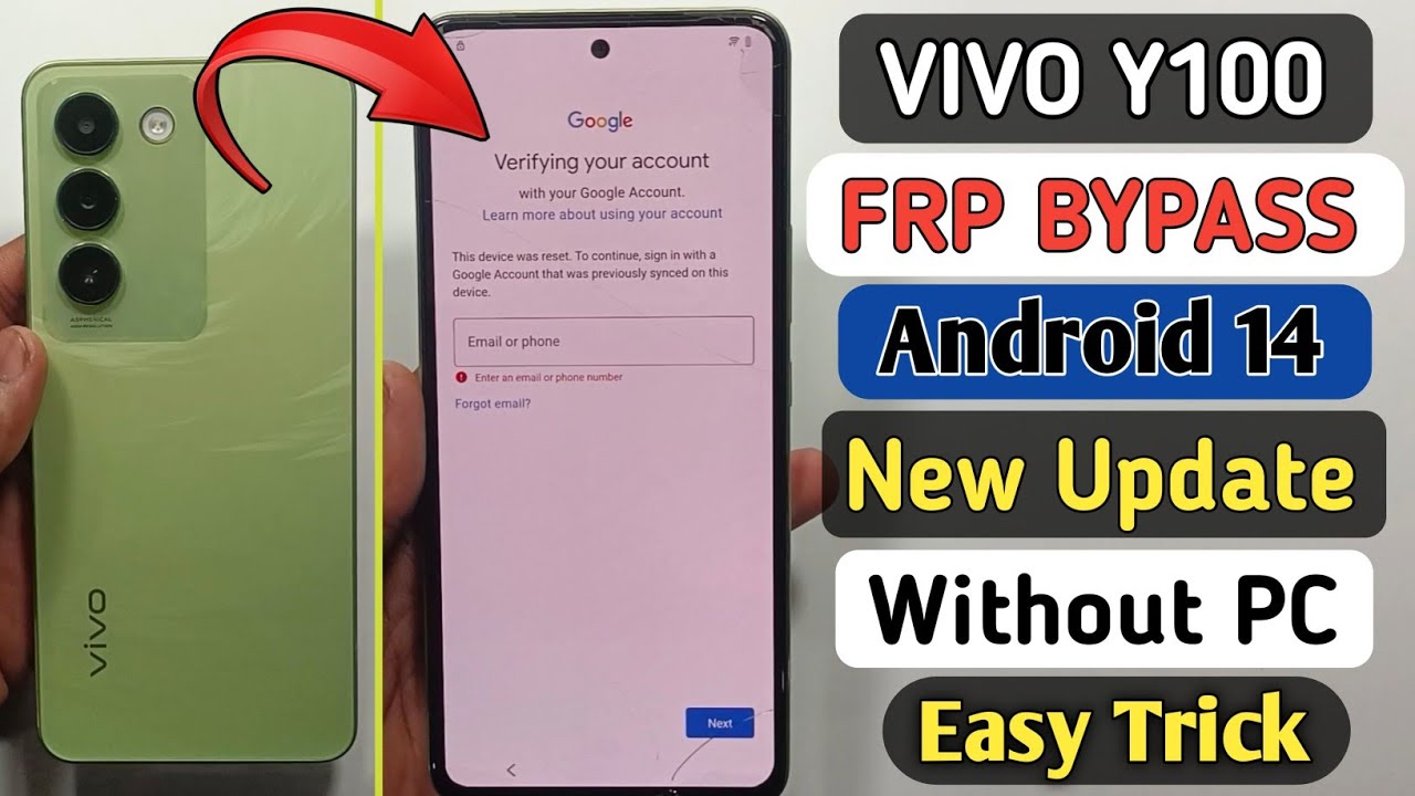 Vivo Y100 FRP Bypass | New Method Android 14 | Vivo Y100 Google Account Bypass Without Pc