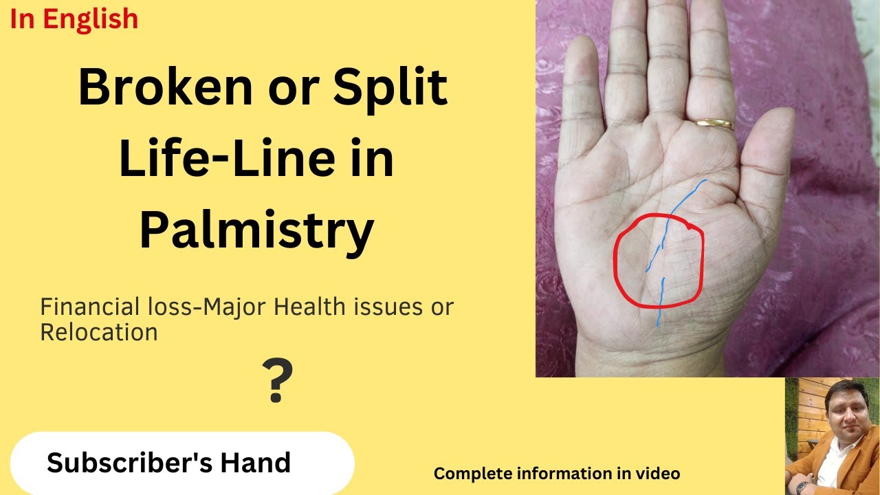 Broken or Split Life Line in Palm or Female Hand in Palmistry-: Types of Life-Line in English