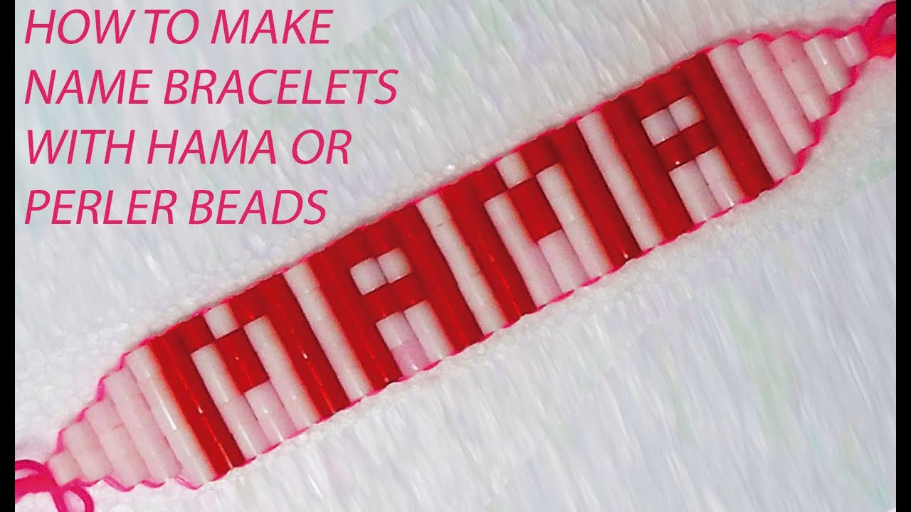 How to make Name Bracelets with hama or perler beads and scoubidou string.