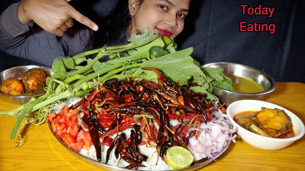 Asmr Eating Fish Curry,Egg Curry,Bhat,Dal,Lauki Pata Bharta | Mukbang eating show Indian Food's 