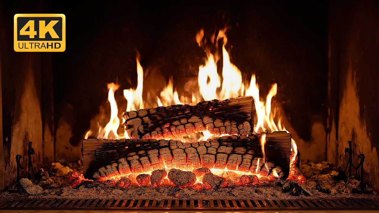 Warm Fireplace Ambience 4K UHD 🔥Fireplace Sounds for Cozy Night