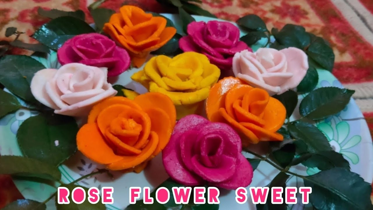 Rose Flower Sweet | Rose sweet recipe | 3 ingredient recipe | Easy rose sweet recipe at home |