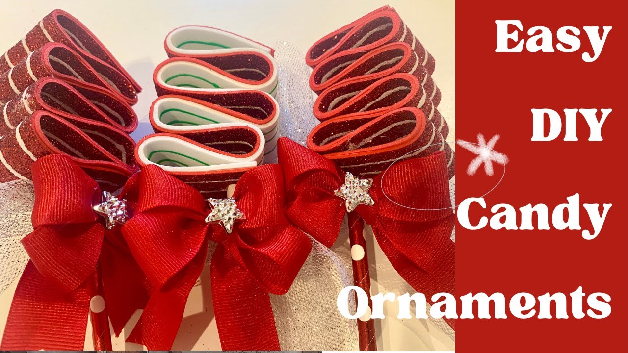PEPPERMINT RIBBON CANDY ORNAMENTS & Decorations | Christmas Share & Tutorial Easy & Cheap