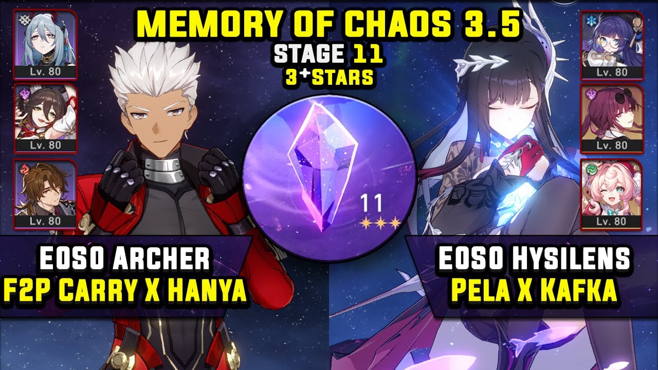 E0 Archer F2P Carry W/ Hanya & E0 Hysilens Carry (3 Stars) Memory Of Chaos 11 Honkai Star Rail 3.5