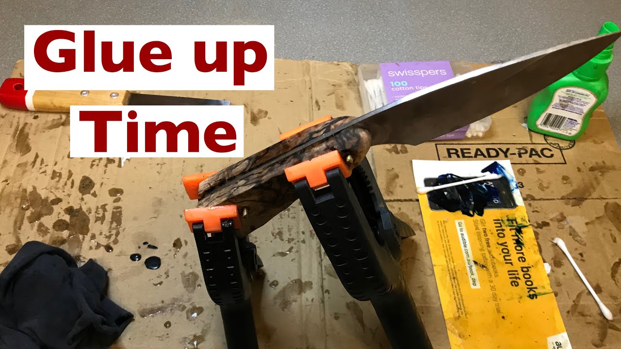 Beginner knife making part 6, gluing on knife handle scales.