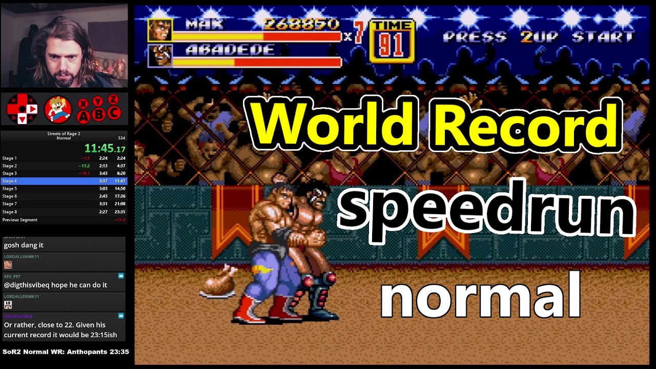 Streets of Rage 2 [Old WORLD RECORD] speedrun Normal Max by Anthopants